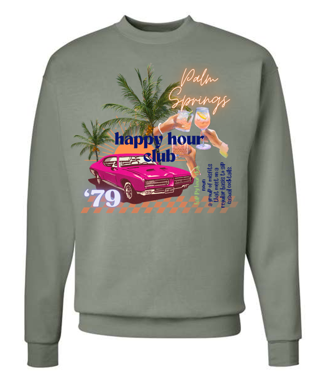 happy hour club - green crewneck
