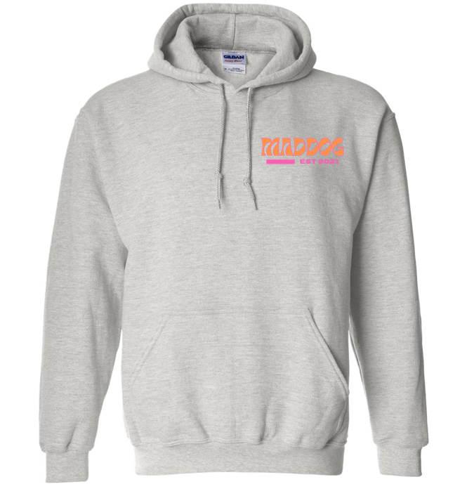 orange & pink maddog - ash grey sweatshirt