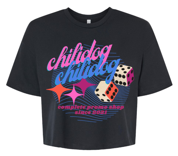 Chilidog Dice Crop T Shirt - Black