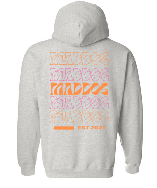 orange & pink maddog - ash grey sweatshirt