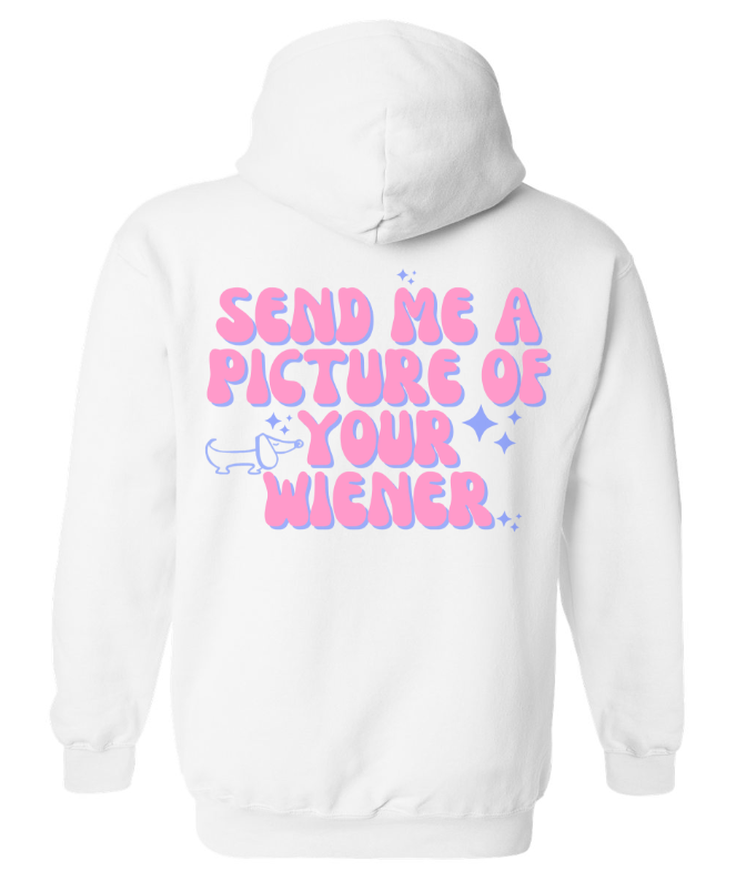 send me a picture of your wiener - white hoodie